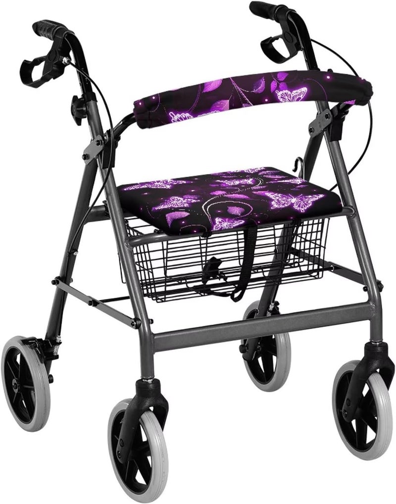 LedBack Purple Butterfly Rollator Walker Seat Cover Walker Accessories Walkers for Seniors Accessories Protective Cover, Easy to Install - Image 3
